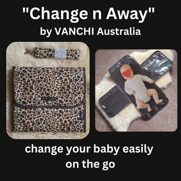 Vanchi "Change n Away" Baby Changing Bag / Pad  Combo - Leopard Print - Picture 1 of 15